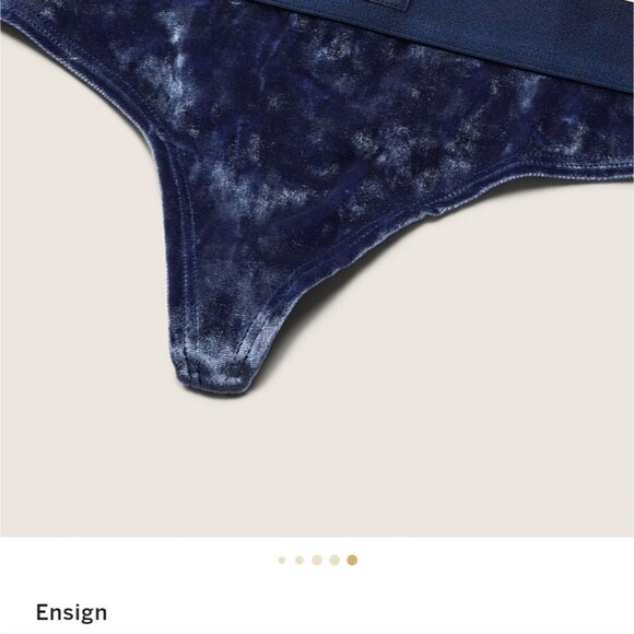 🔥Victoria's Secret PINK VELVET THONG PANTY Midnight Blue 😍 - Picture 4 of 7